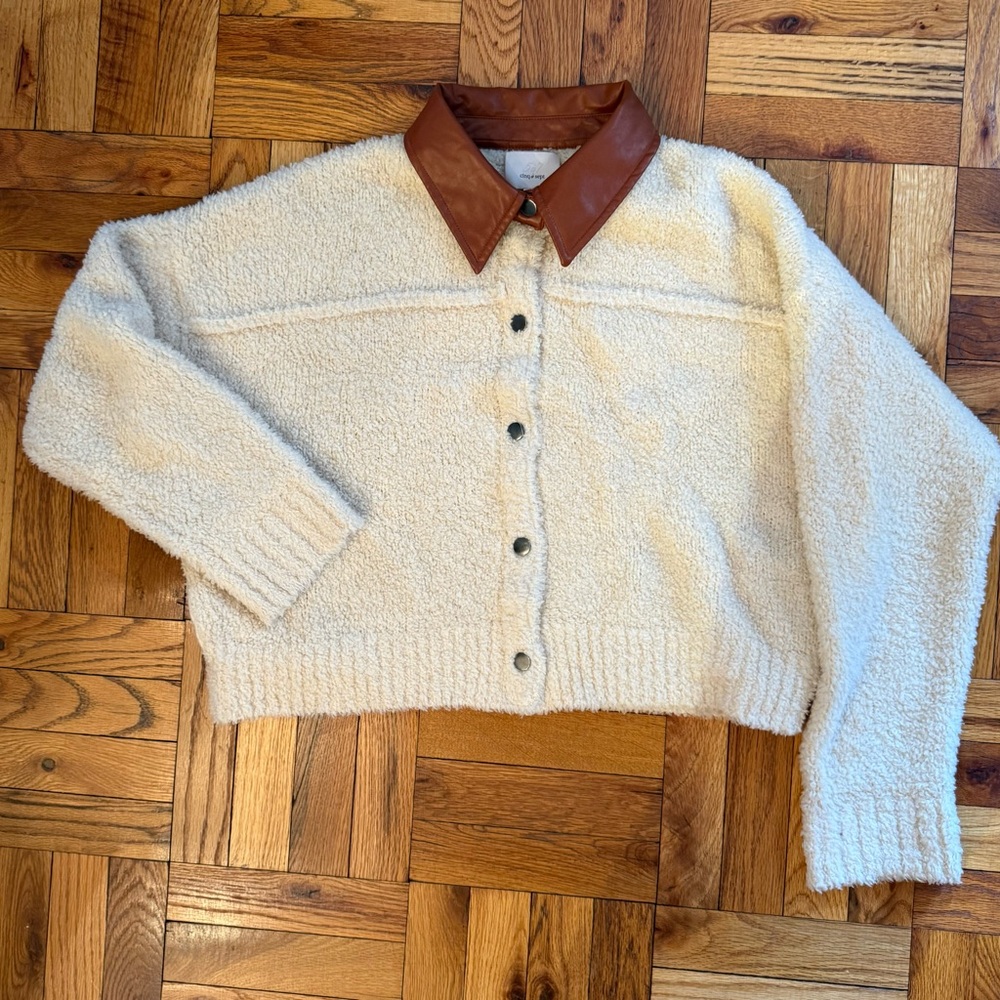 Cinq a sept boucle knit wool blend sweater/jacket